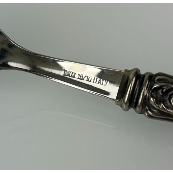 INOX Napoleon 18/10 Made in Italy Blue Stainless Steel Serving Spoon & Fork 9.5" - Picture 12 of 15